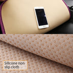 Phone on a car headrest with silicone non-slip cloth texture shown below