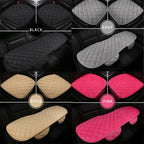 Car seat cover options in black, gray, beige, and pink with a quilted design.