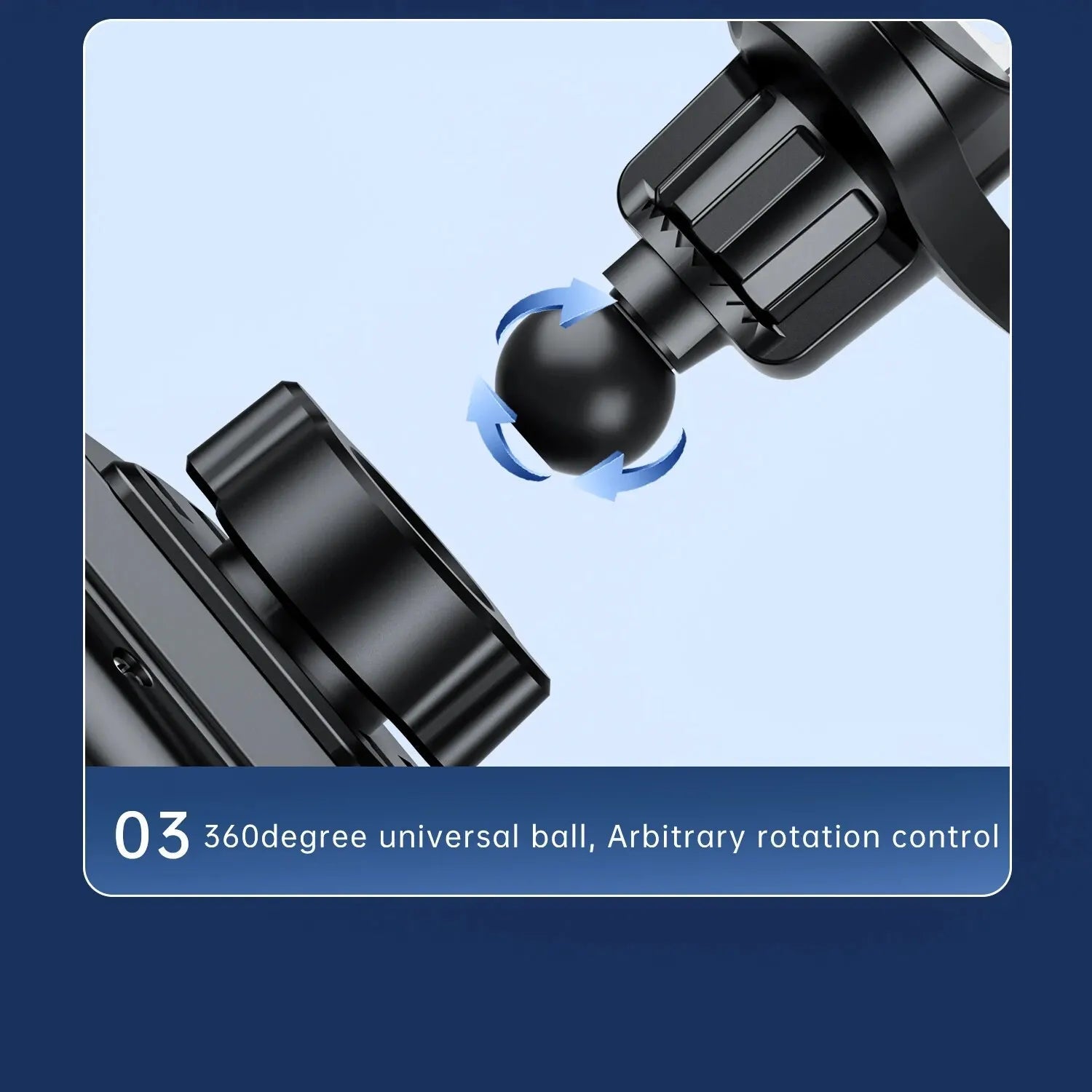 360-degree universal ball with arbitrary rotation control on a blue background